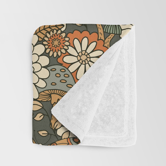 Mushroom Butterfly Garden Throw Blanket Gallery Image 3