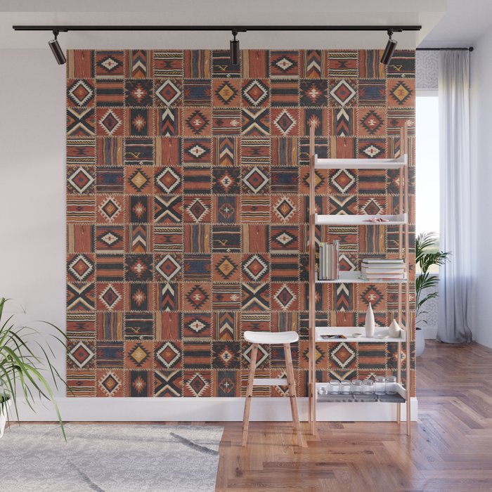 Geometric Tribal Patchwork Rug Design Wall Mural Gallery Image 1