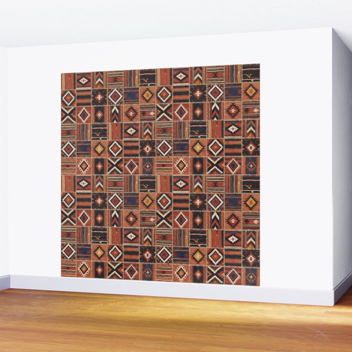 Geometric Tribal Patchwork Rug Design Wall Mural Gallery Image 2