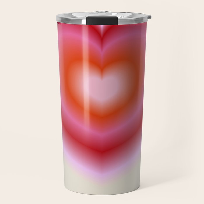 pink love heart Travel Mug Gallery Image 1