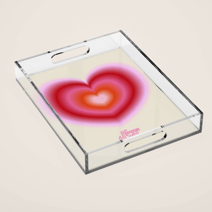 pink love heart Acrylic Tray Gallery Image 1