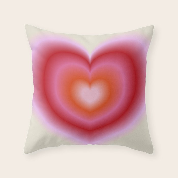 pink love heart Throw Pillow Gallery Image 6