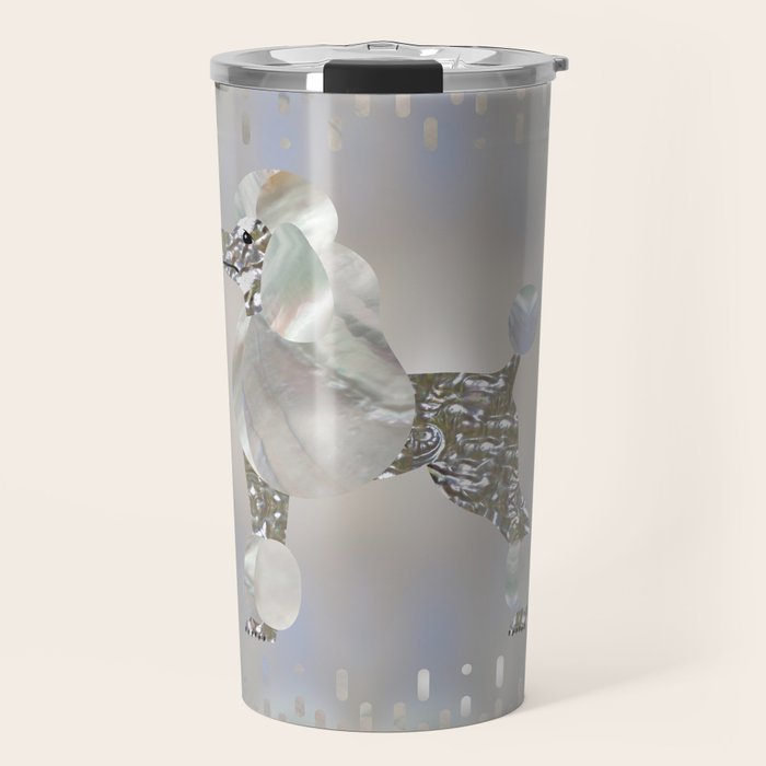 Luxury Pearl and Abalone Poodle Travel Mug Gallery Image 1
