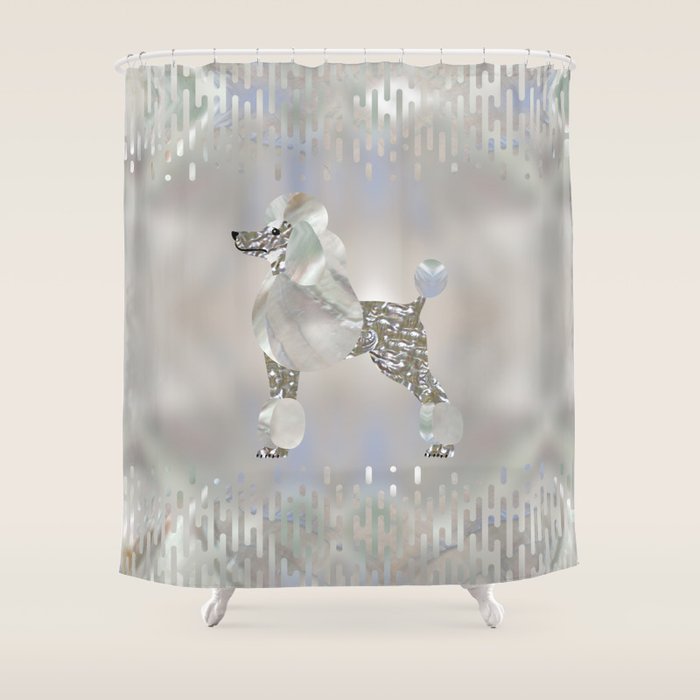 Luxury Pearl and Abalone Poodle Shower Curtain Gallery Image 1