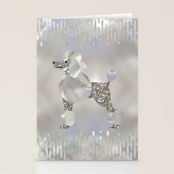 Luxury Pearl and Abalone Poodle Stationery Card Gallery Image 2