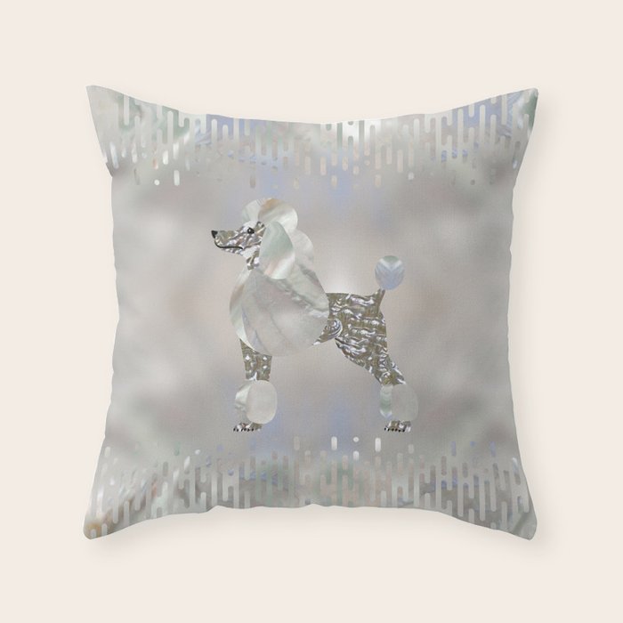 Luxury Pearl and Abalone Poodle Throw Pillow Gallery Image 6