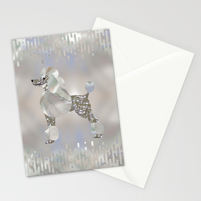 Luxury Pearl and Abalone Poodle Stationery Card Gallery Image 2