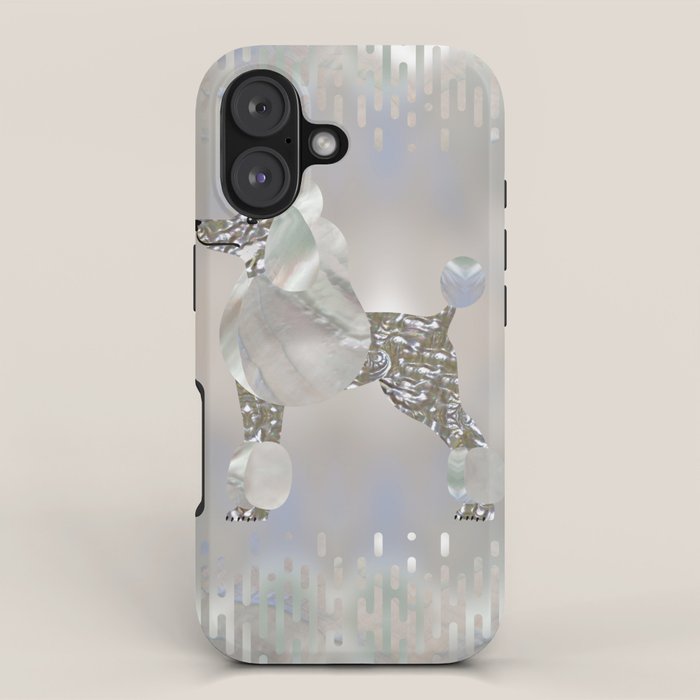 Luxury Pearl and Abalone Poodle iPhone Case Gallery Image 1