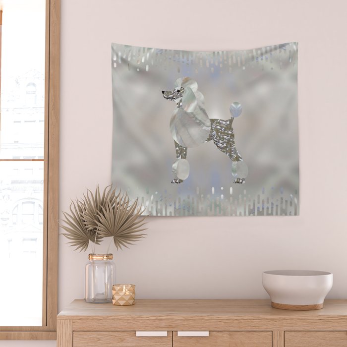 Luxury Pearl and Abalone Poodle Wall Tapestry Gallery Image 2