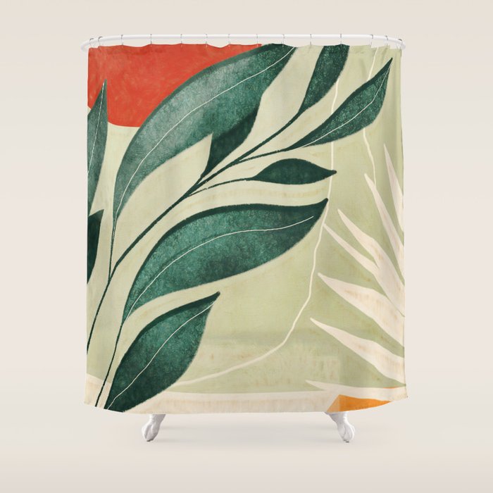 Abstract Art Tropical Leaves 14 Shower Curtain Gallery Image 1