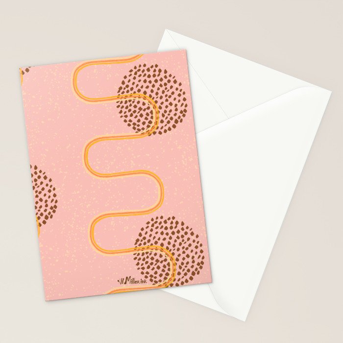 Abstract Fields in Peach Pink & Brown Stationery Card Gallery Image 2