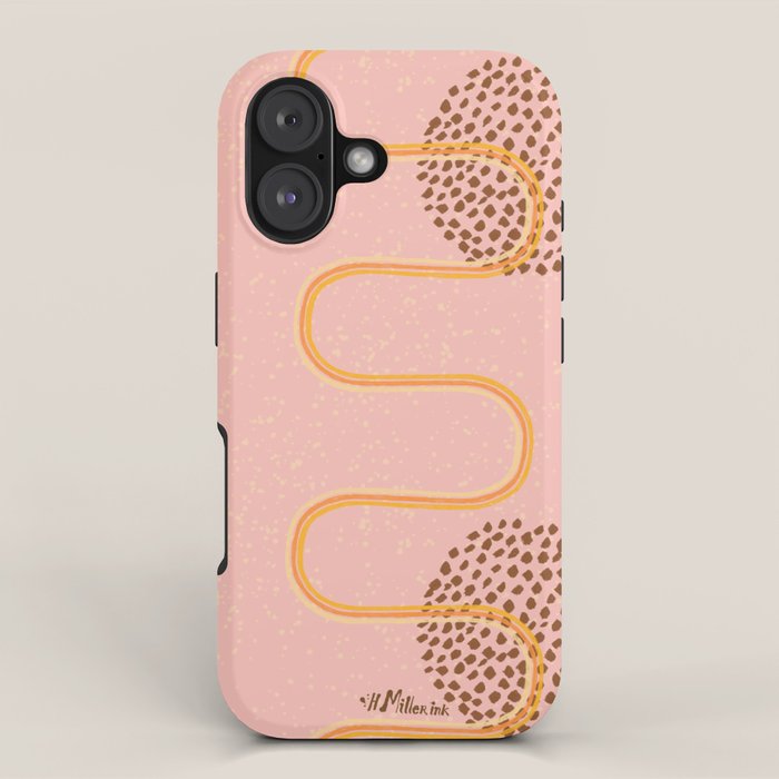 Abstract Fields in Peach Pink & Brown iPhone Case Gallery Image 1
