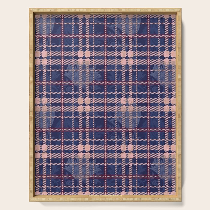 Tartan and Floral Texture Pattern Serving Tray Gallery Image 1