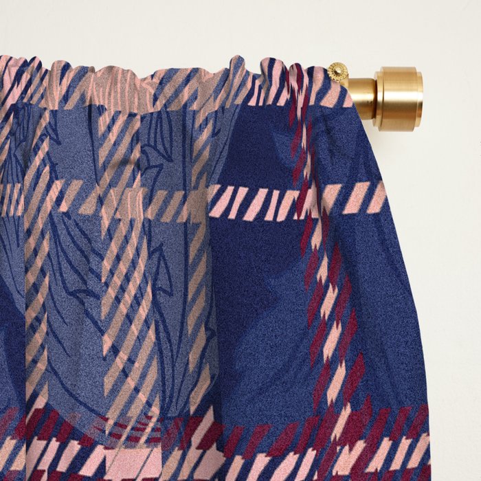 Tartan and Floral Texture Pattern Window Curtain Gallery Image 2