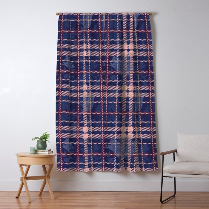 Tartan and Floral Texture Pattern Window Curtain Gallery Image 5