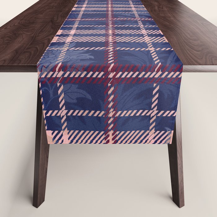 Tartan and Floral Texture Pattern Table Runner Gallery Image 1