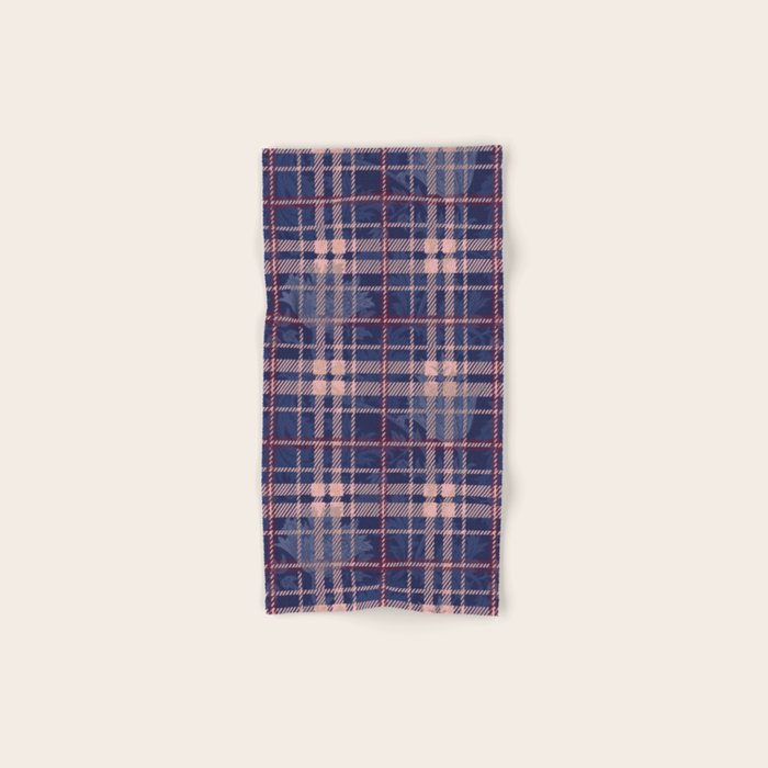Tartan and Floral Texture Pattern Bath Towel Gallery Image 1