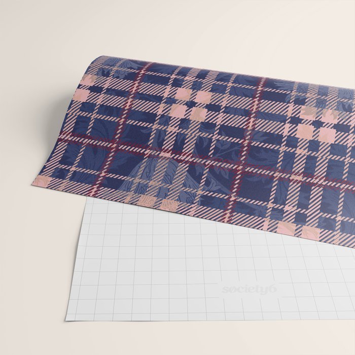 Tartan and Floral Texture Pattern Wrapping Paper Gallery Image 2