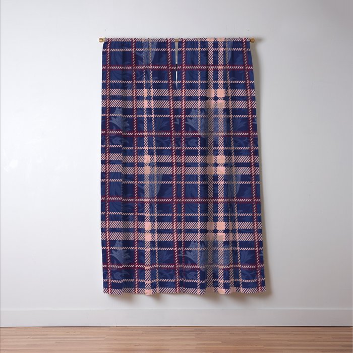 Tartan and Floral Texture Pattern Window Curtain Gallery Image 3