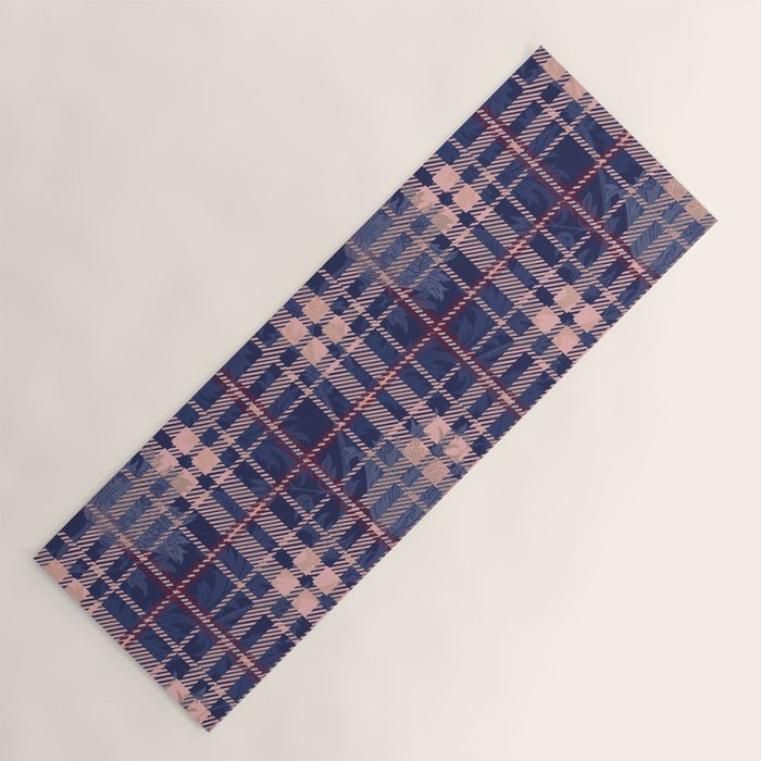Tartan and Floral Texture Pattern Yoga Mat Gallery Image 1