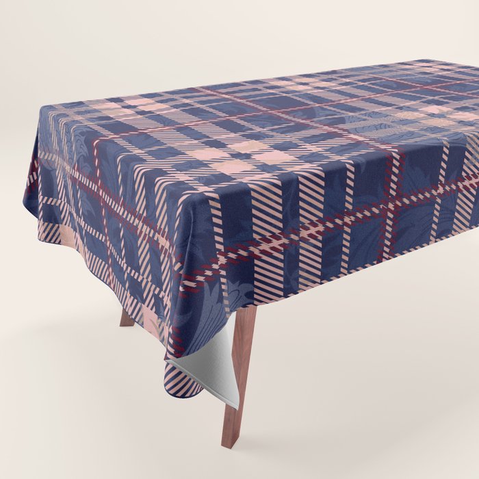 Tartan and Floral Texture Pattern Tablecloth Gallery Image 1