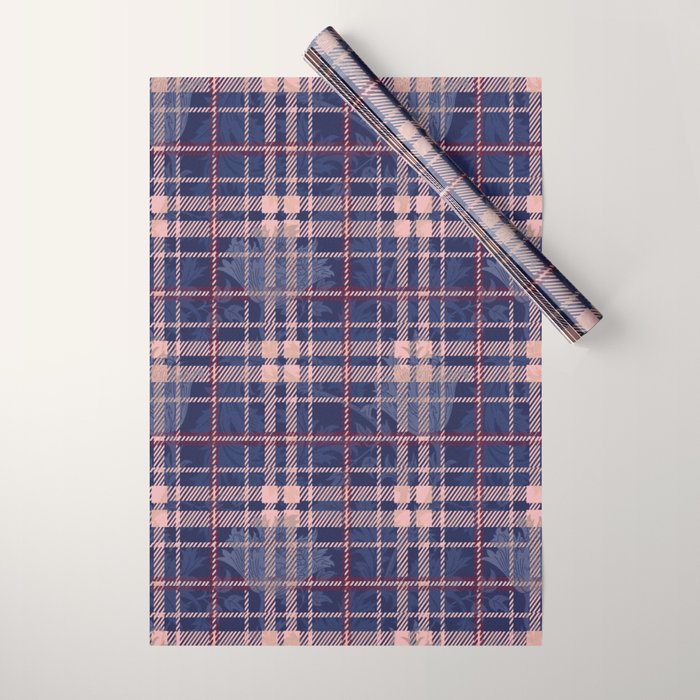 Tartan and Floral Texture Pattern Wrapping Paper Gallery Image 1