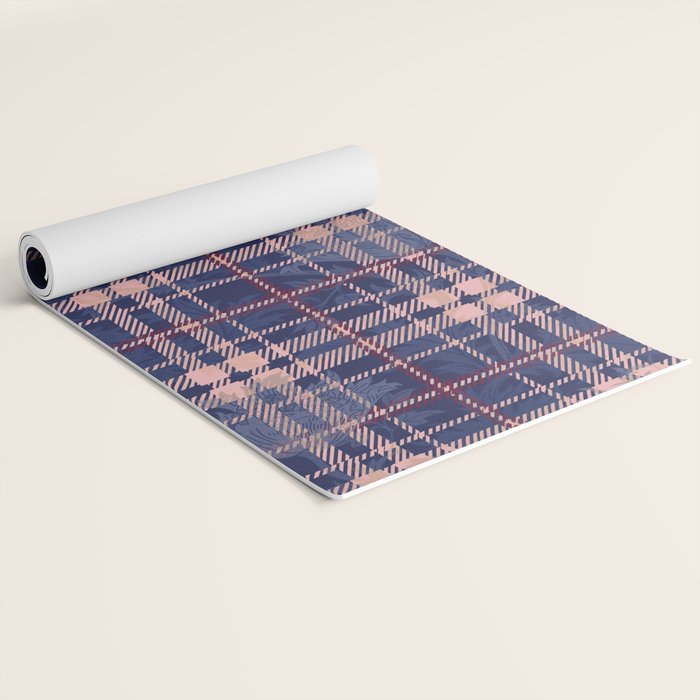 Tartan and Floral Texture Pattern Yoga Mat Gallery Image 2