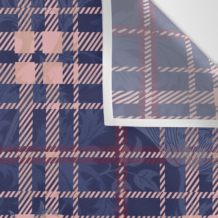 Tartan and Floral Texture Pattern Wall Tapestry Gallery Image 3