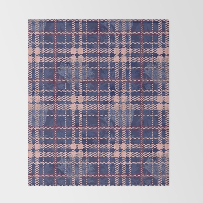 Tartan and Floral Texture Pattern Throw Blanket Gallery Image 2