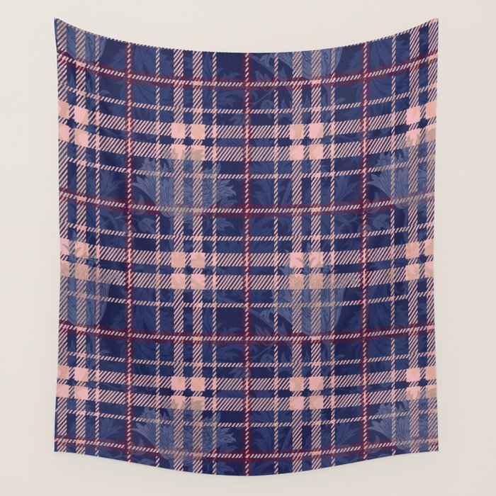 Tartan and Floral Texture Pattern Wall Tapestry Gallery Image 4