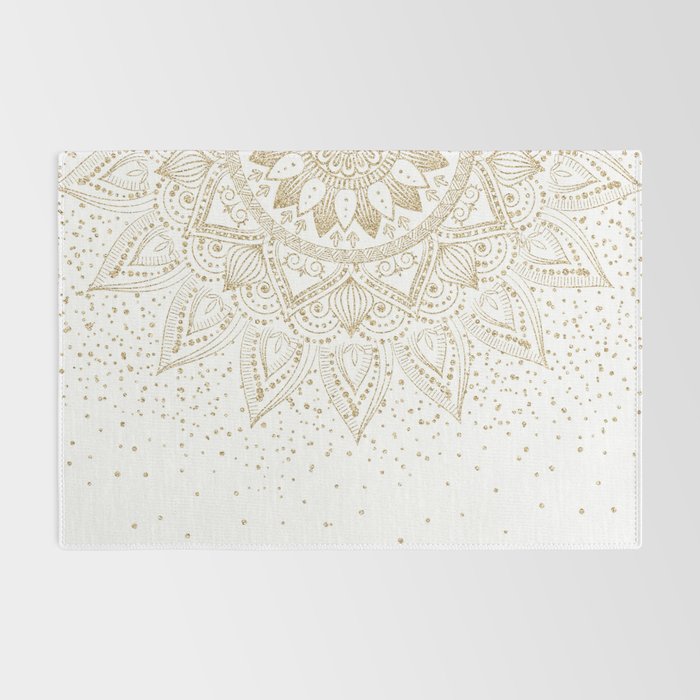 Elegant Gold Mandala Confetti Design Rug Gallery Image 2