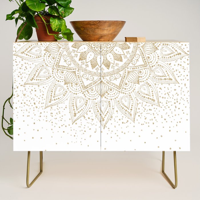Elegant Gold Mandala Confetti Design Credenza Gallery Image 1