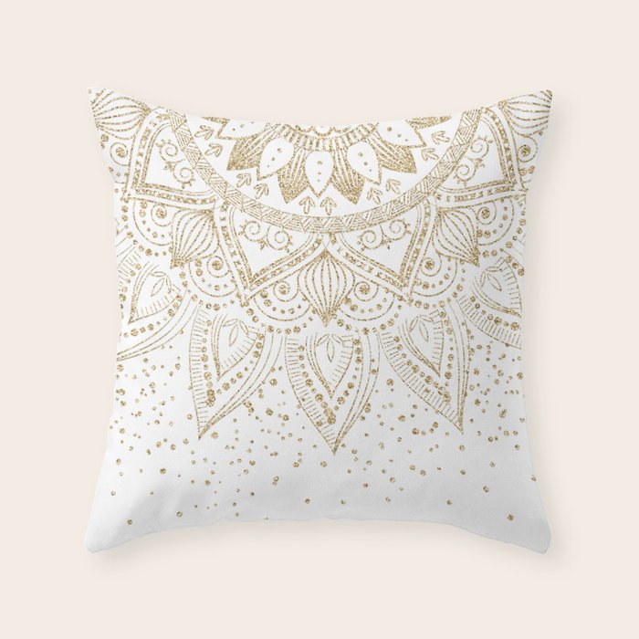 Elegant Gold Mandala Confetti Design Throw Pillow Gallery Image 6