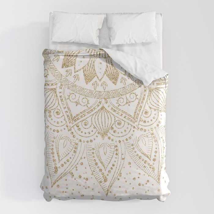 Elegant Gold Mandala Confetti Design Duvet Cover Gallery Image 6