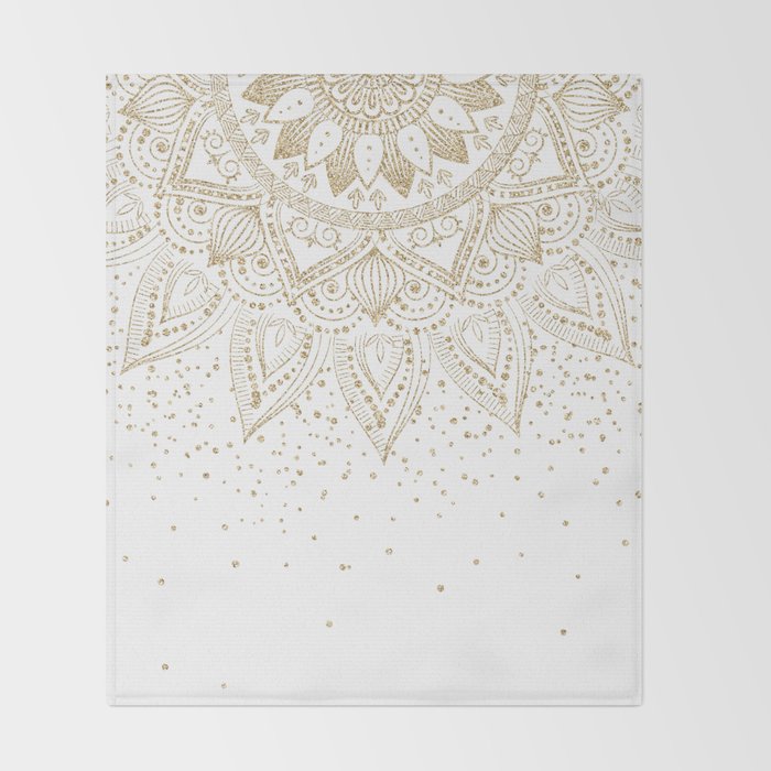 Elegant Gold Mandala Confetti Design Throw Blanket Gallery Image 2