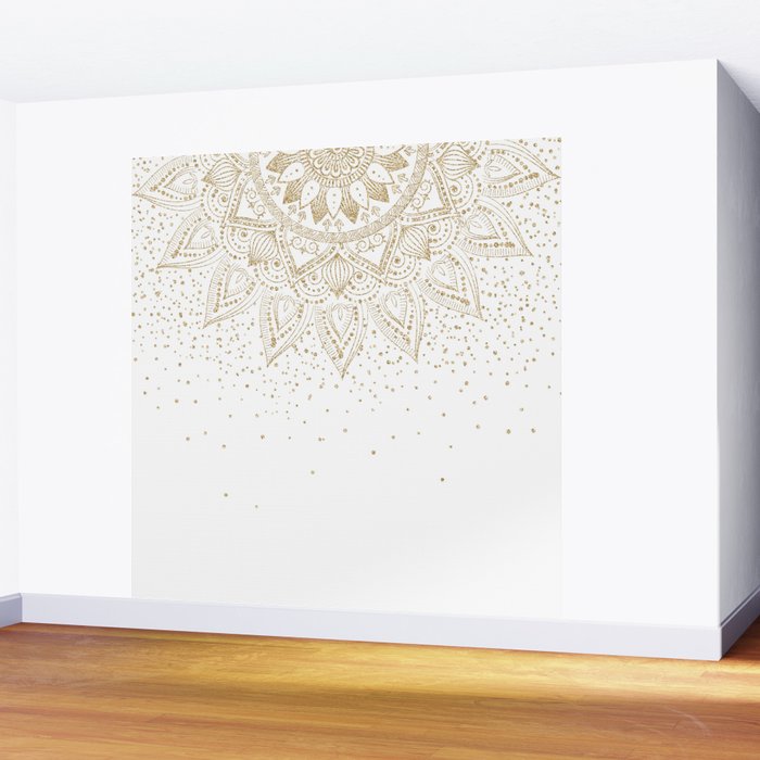 Elegant Gold Mandala Confetti Design Wall Mural Gallery Image 2