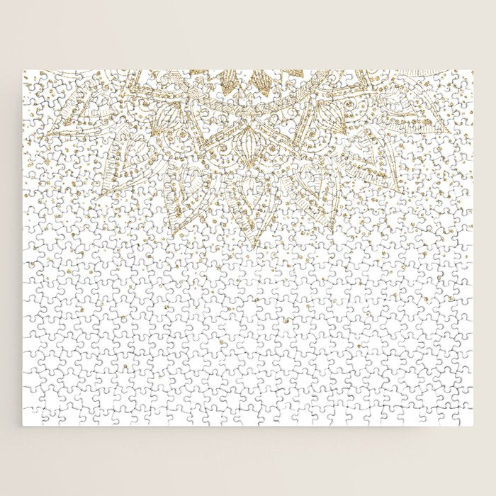 Elegant Gold Mandala Confetti Design Jigsaw Puzzle Gallery Image 1