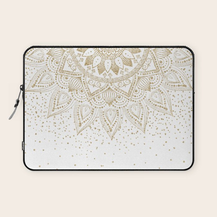 Elegant Gold Mandala Confetti Design Laptop Sleeve Gallery Image 1