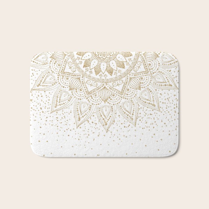 Elegant Gold Mandala Confetti Design Bath Mat Gallery Image 1