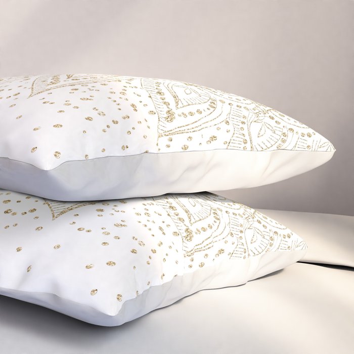 Elegant Gold Mandala Confetti Design Pillow Sham Gallery Image 3