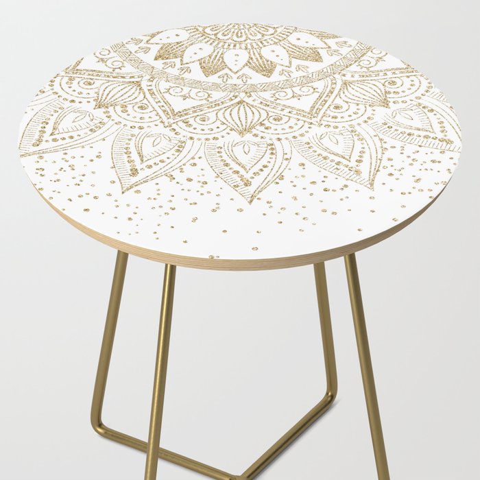 Elegant Gold Mandala Confetti Design Side Table Gallery Image 2