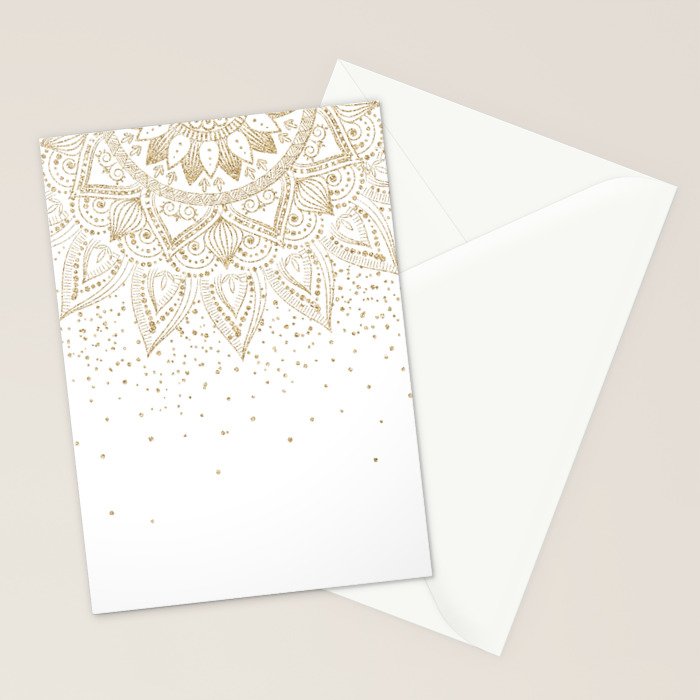 Elegant Gold Mandala Confetti Design Stationery Card Gallery Image 2