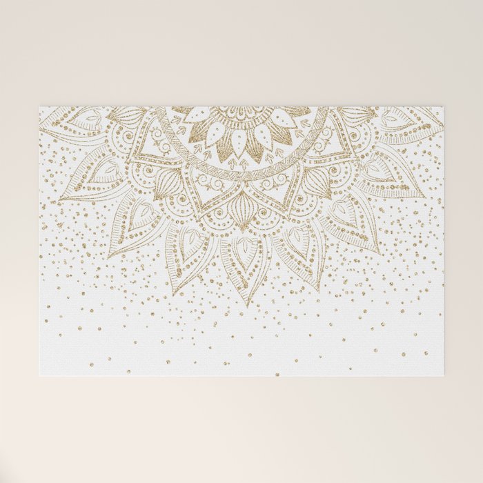 Elegant Gold Mandala Confetti Design Welcome Mat Gallery Image 1