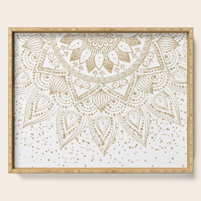 Elegant Gold Mandala Confetti Design Serving Tray Gallery Image 1
