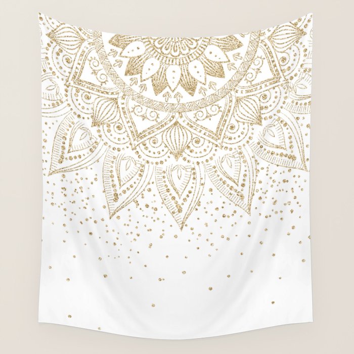 Elegant Gold Mandala Confetti Design Wall Tapestry Gallery Image 4