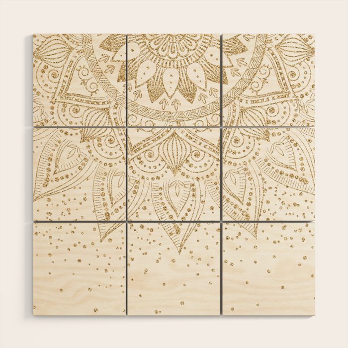 Elegant Gold Mandala Confetti Design Wood Wall Art Gallery Image 1