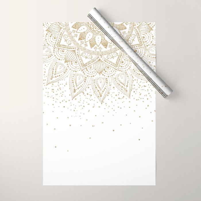 Elegant Gold Mandala Confetti Design Wrapping Paper Gallery Image 1
