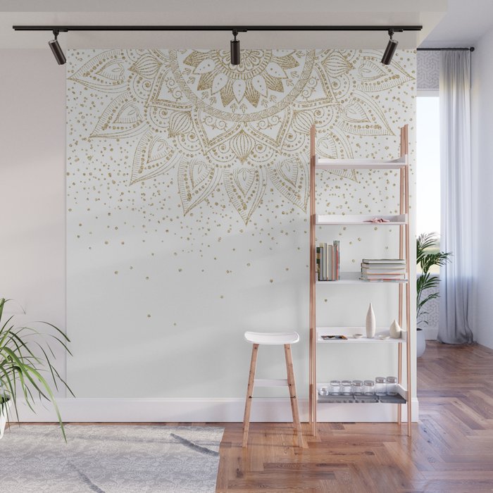 Elegant Gold Mandala Confetti Design Wall Mural Gallery Image 1