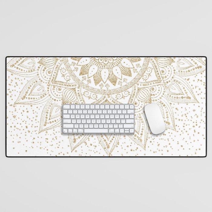 Elegant Gold Mandala Confetti Design Desk Mat Gallery Image 1