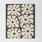 Mid-Century Flowers in Black & White Throw Blanket Gallery Image 2